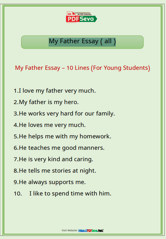 My Father Essay In English pdf free download