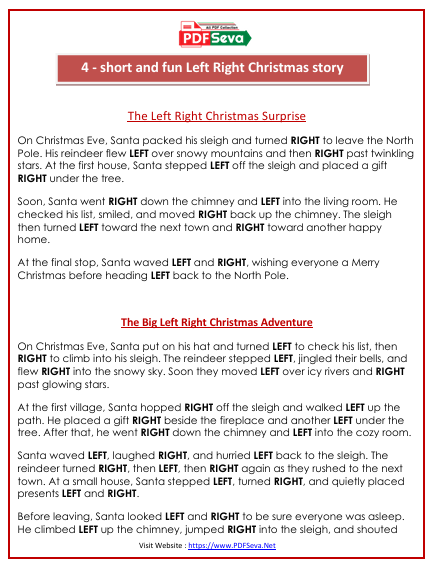 Left Right Christmas Game free Printable pdf free