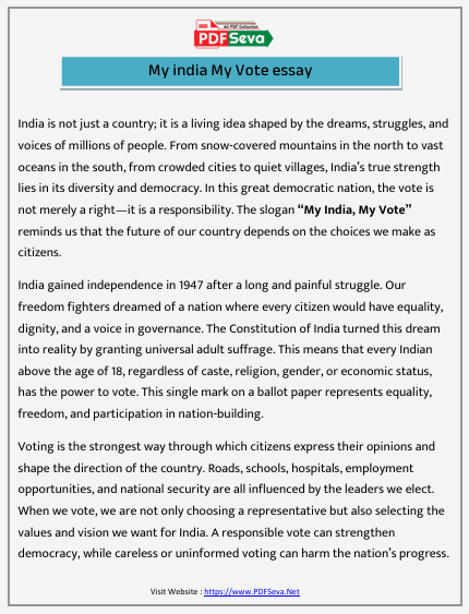 My india My Vote essay pdf