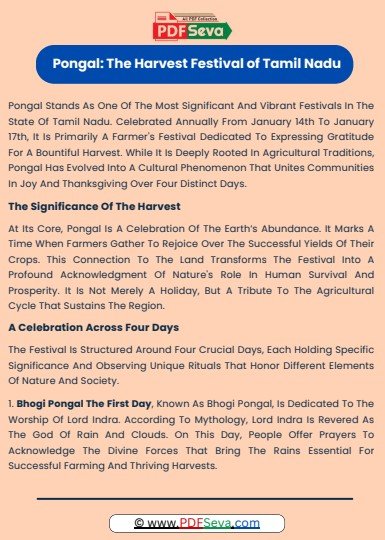 Pongal Festival Essay In English pdf