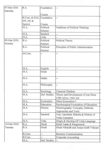 Download CCSU Date Sheet 2026 PDF