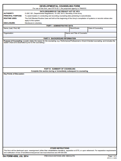 DA Form 4856 pdf free download