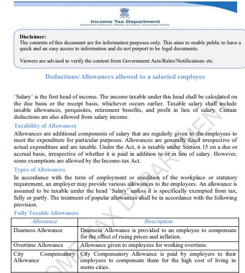 New Tax Regime Exemption List pdf