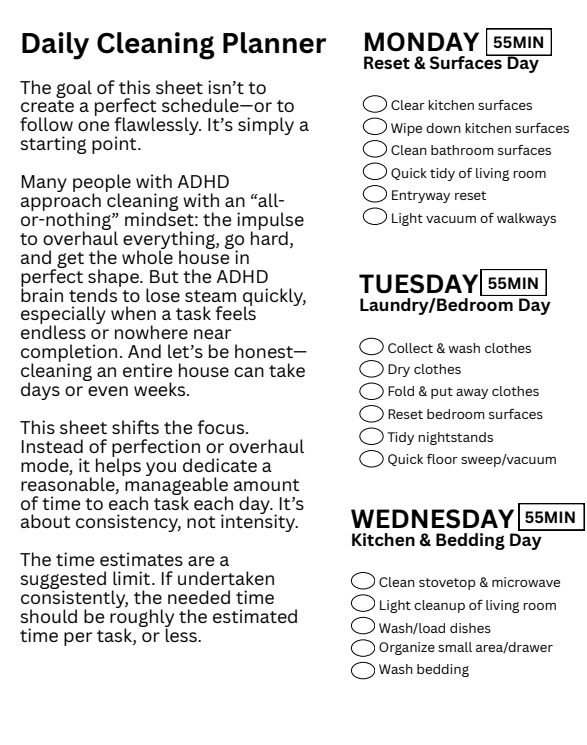 ADHD Cleaning Planner pdf free download