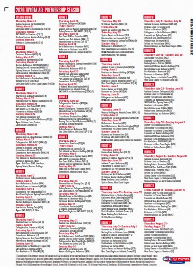 AFL Fixture 2026 pdf