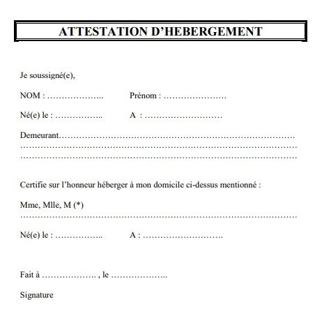 Attestation Dhébergement pdf
