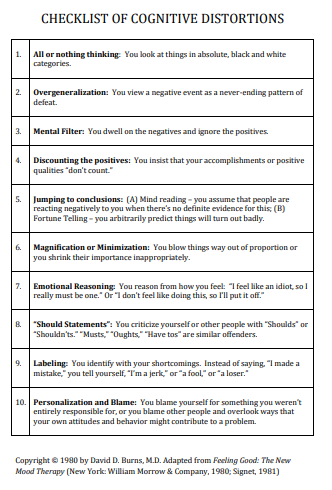 Cognitive Distortions pdf free download