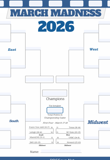 Fillable March Madness Bracket 2026 pdf free download