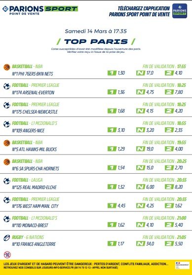Liste des Matchs Parions Sport pdf