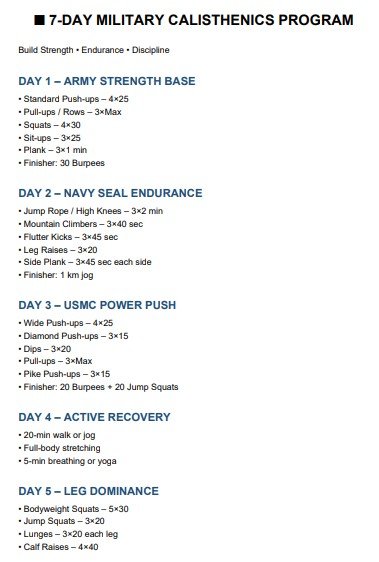 Military Calisthenics Workout pdf
