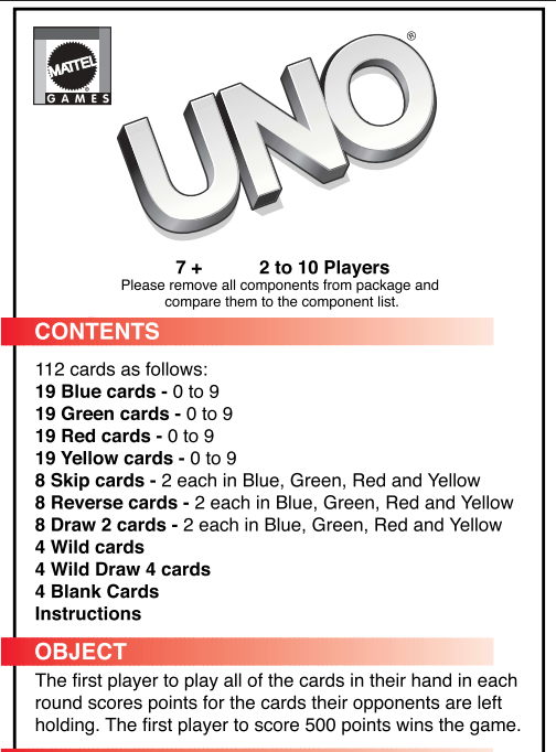 UNO Rules pdf free download