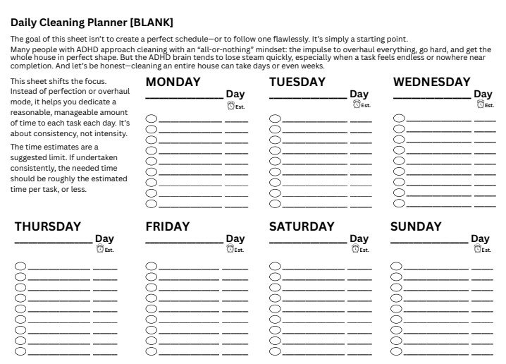 ADHD Cleaning Planner pdf