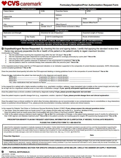 CVS Caremark Prior Authorization Form pdf