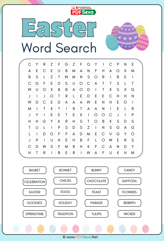 Easter word search free printable PDF free download