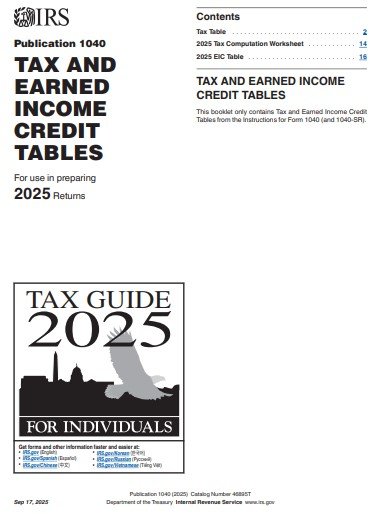 IRS Tax Tables 2025 pdf