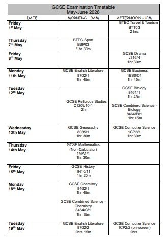 GCSE Exam Dates 2026 pdf
