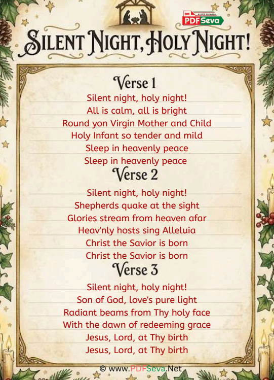 Silent Night Lyrics in English PDF