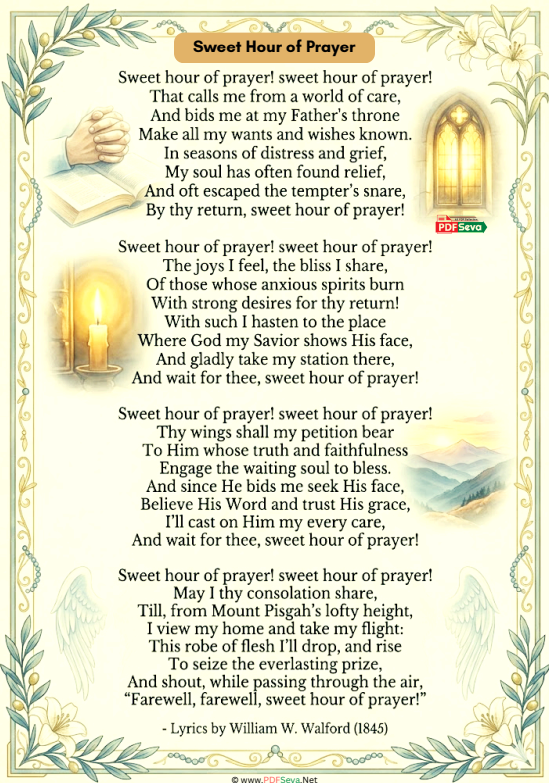 Sweet Hour of Prayer Lyrics pdf free download